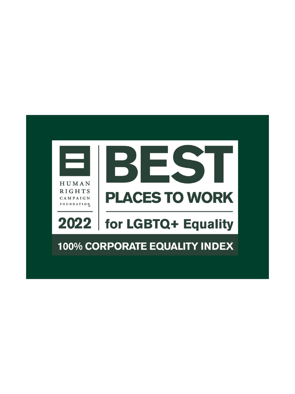 HRC Best Places to Work for LGBTQ Equality 2022 Corporate Equality Index logo